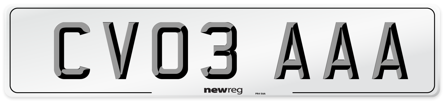 CV03 AAA Number Plate from New Reg